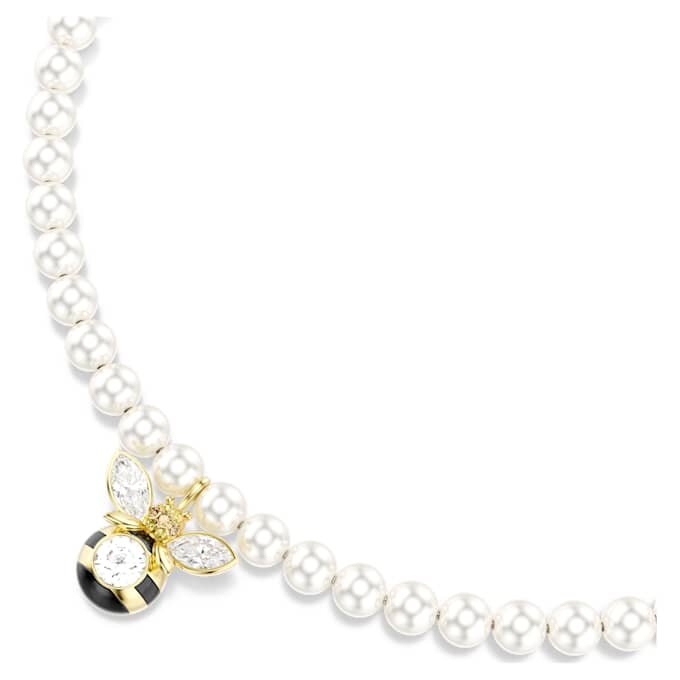 Idyllia Choker Kristallperle, gemischte Schliffe, Biene, Weiß, vergoldet Idyllia Choker Kristallperle, gemischte Schliffe, Biene, Weiß, vergoldet
