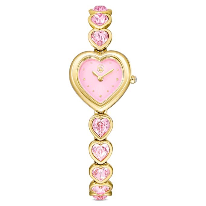 Idyllia Heart Uhr mit Kristall-Armband, rosa, goldfarben Idyllia Heart Uhr mit Kristall-Armband, rosa, goldfarben