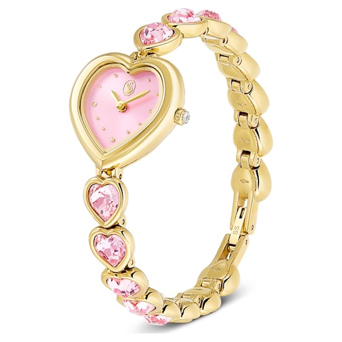 Idyllia Heart Uhr mit Kristall-Armband, rosa, goldfarben Idyllia Heart Uhr mit Kristall-Armband, rosa, goldfarben