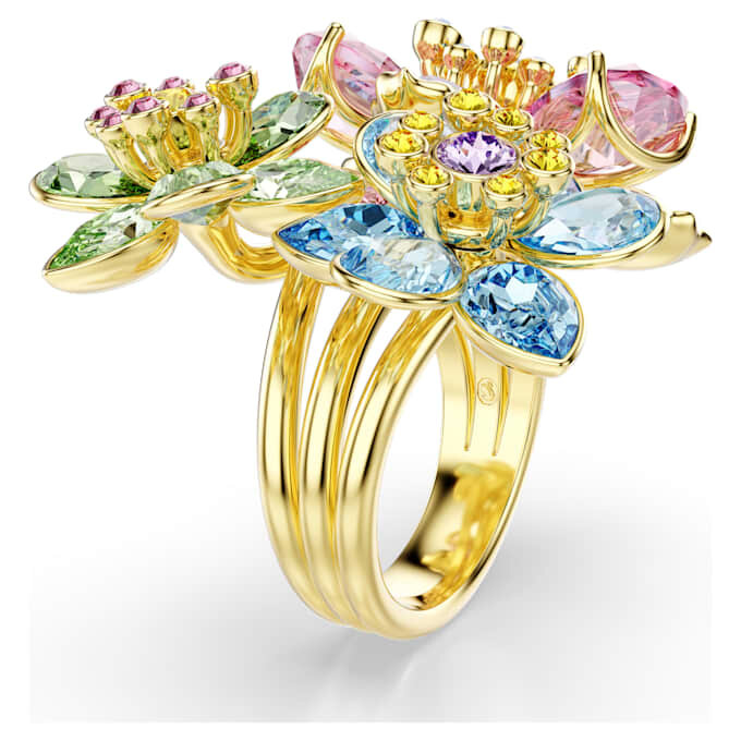Idyllia-Ring mit gemischten Schliffen, Blume, mehrfarbig, vergoldet Idyllia-Ring mit gemischten Schliffen, Blume, mehrfarbig, vergoldet