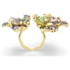 Idyllia-Ring mit gemischten Schliffen, Pavé, Blumenmotiv, mehrfarbig, goldfarben plattiert Idyllia-Ring mit gemischten Schliffen, Pavé, Blumenmotiv, mehrfarbig, goldfarben plattiert