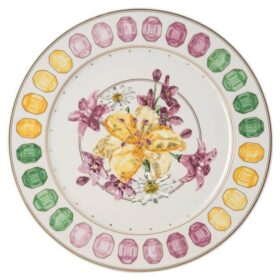 Idyllia Servierteller aus Porzellan, Kristalldruck-Motiv, Blumenstrauß, mehrfarbig