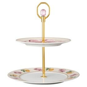 Idyllia éTagèRe Porzellan, Kristalldruck-Motiv, Lily Citron, klein, mehrfarbig