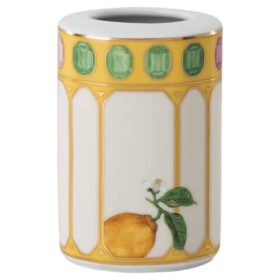 Idyllia-Vase aus Porzellan, Kristall-Print-Motiv, Blume, Gelb