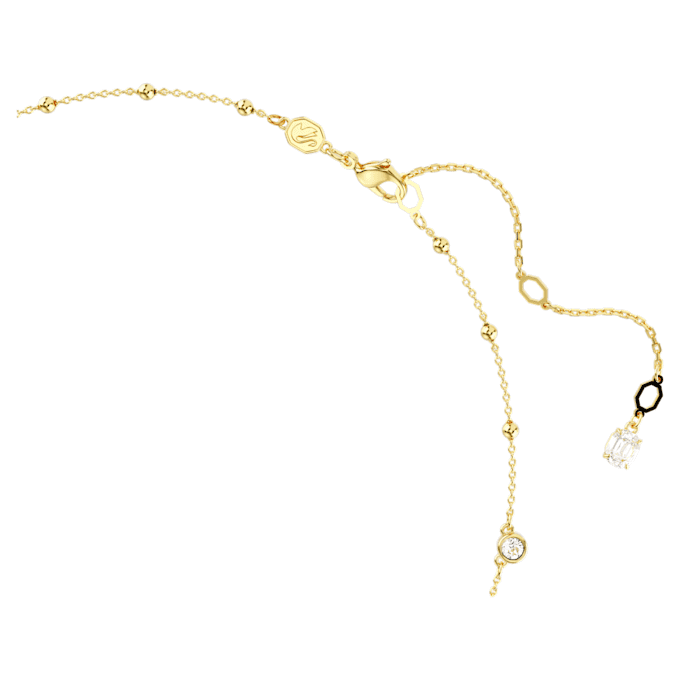 Imber-Halskette mit rundem Schliff, verstreutem Design, weiß, goldfarben plattiert Imber-Halskette mit rundem Schliff, verstreutem Design, weiß, goldfarben plattiert