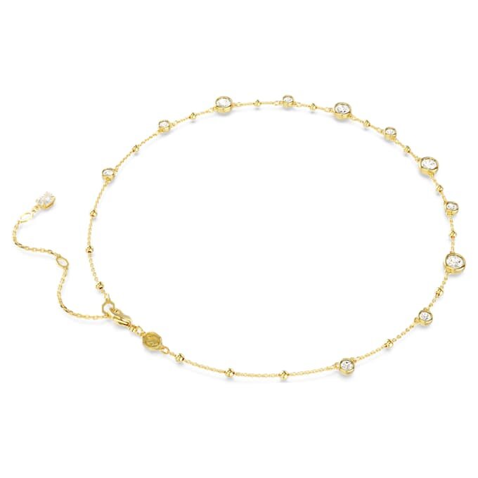 Imber-Halskette mit rundem Schliff, verstreutem Design, weiß, goldfarben plattiert Imber-Halskette mit rundem Schliff, verstreutem Design, weiß, goldfarben plattiert