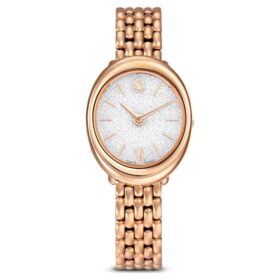 Imber Oval Uhr, Swiss Made, Metallarmband, goldfarben, roségoldfarbenes Finish