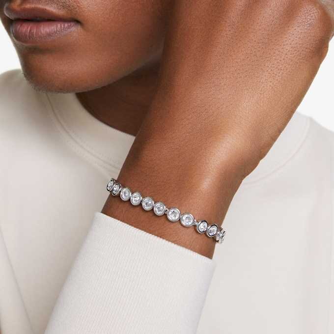 Imber Tennisarmband mit rundgeschliffenen Kristallen, weiß, rhodiniert Imber Tennisarmband mit rundgeschliffenen Kristallen, weiß, rhodiniert