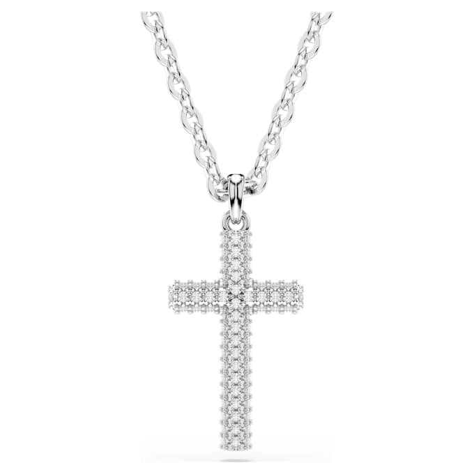 Insigne-Anhänger Pavé, Kreuz, Weiß, rhodiniert Insigne-Anhänger Pavé, Kreuz, Weiß, rhodiniert