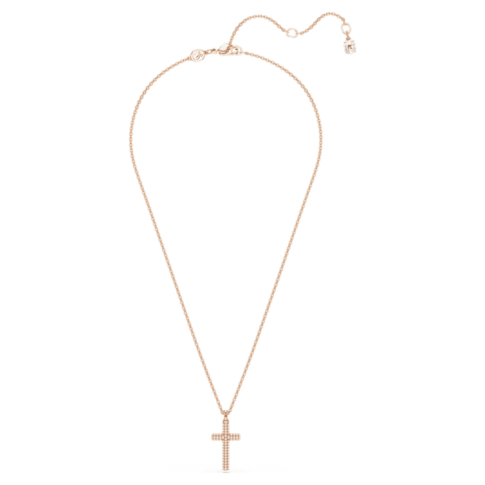 Insigne Kreuz-Anhänger, Weiß, roségoldfarben vergoldet Insigne Kreuz-Anhänger, Weiß, roségoldfarben vergoldet
