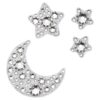Körperschmuck-Set (4), Mond und Stern, Weiß