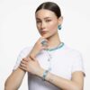 Armbanduhr mit achtkantigem Schliff, blau, Edelstahl