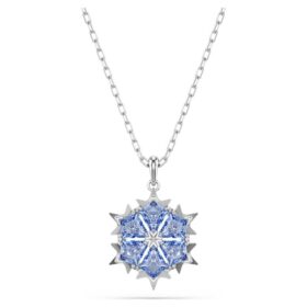 Magischer Anhänger „Schneeflocke“, blau, rhodiniert