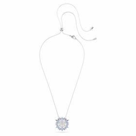 Magischer Anhänger und Brosche „Schneeflocke“, blau, rhodiniert