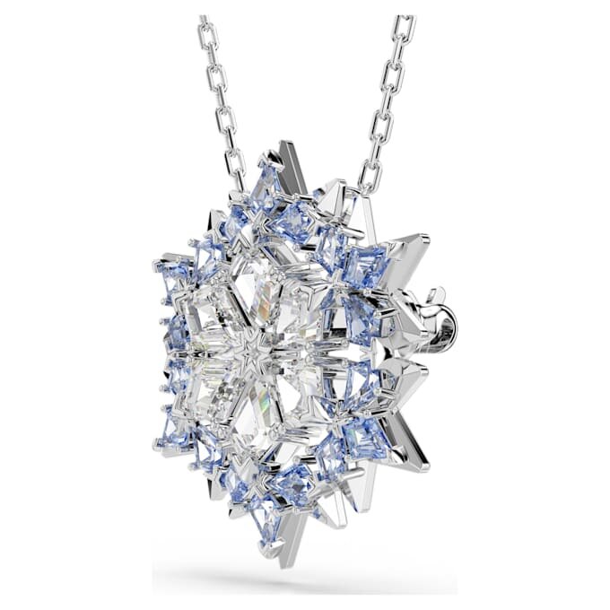 Magischer Anhänger und Brosche „Schneeflocke“, blau, rhodiniert Magischer Anhänger und Brosche „Schneeflocke“, blau, rhodiniert