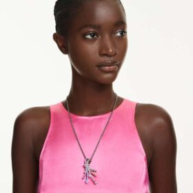 Matrix-Anhänger und Brosche mit gemischten Schliffen, Bouquet, mehrfarbig, rutheniumbeschichtet