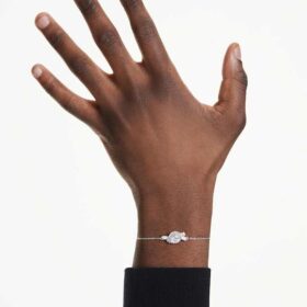 Matrix-Armband im Baguette-Schliff, Knoten, Weiß, rhodiniert