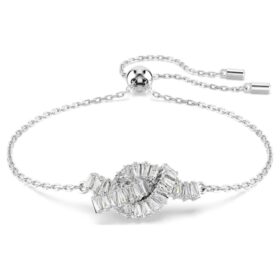 Matrix-Armband im Baguette-Schliff, Knoten, Weiß, rhodiniert