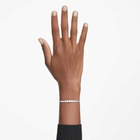 Matrix-Armband mit Farbverlauf aus runden Schliffen, weiß, rhodiniert