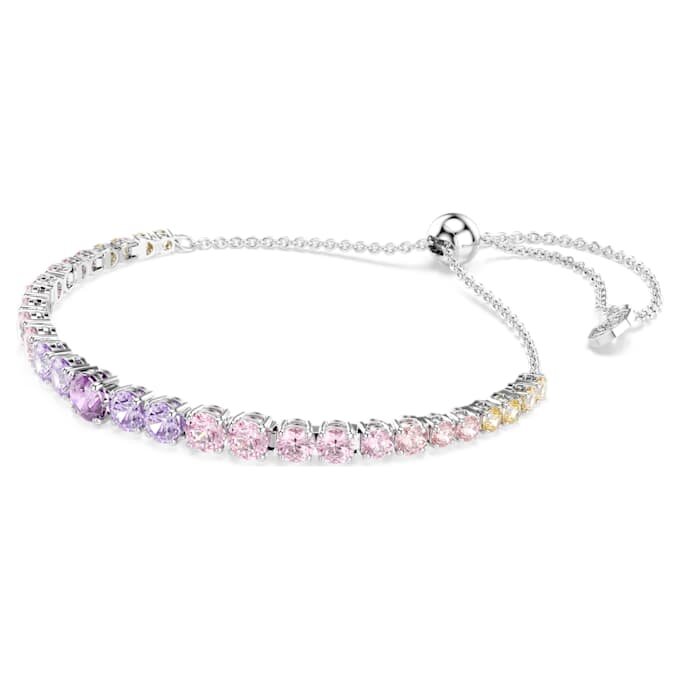Matrix-Armband mit Farbverlauf aus Rundschliff-Steinen, mehrfarbig, rhodiniert Matrix-Armband mit Farbverlauf aus Rundschliff-Steinen, mehrfarbig, rhodiniert
