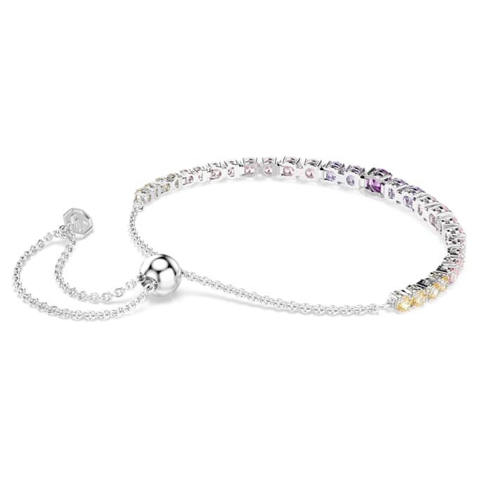 Matrix-Armband mit Farbverlauf aus Rundschliff-Steinen, mehrfarbig, rhodiniert Matrix-Armband mit Farbverlauf aus Rundschliff-Steinen, mehrfarbig, rhodiniert