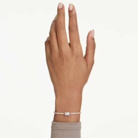 Matrix-Armband mit gemischten Schliffen, weiß, roségoldfarben plattiert