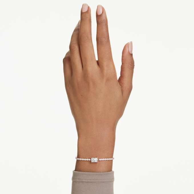Matrix-Armband mit gemischten Schliffen, weiß, roségoldfarben plattiert Matrix-Armband mit gemischten Schliffen, weiß, roségoldfarben plattiert