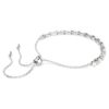 Matrix-Armband mit Kristallperle, Rundschliff, weiß, rhodiniert