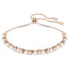 Matrix-Armband mit Kristallperlen, runde Schliffe, weiß, roségoldfarben plattiert Matrix-Armband mit Kristallperlen, runde Schliffe, weiß, roségoldfarben plattiert