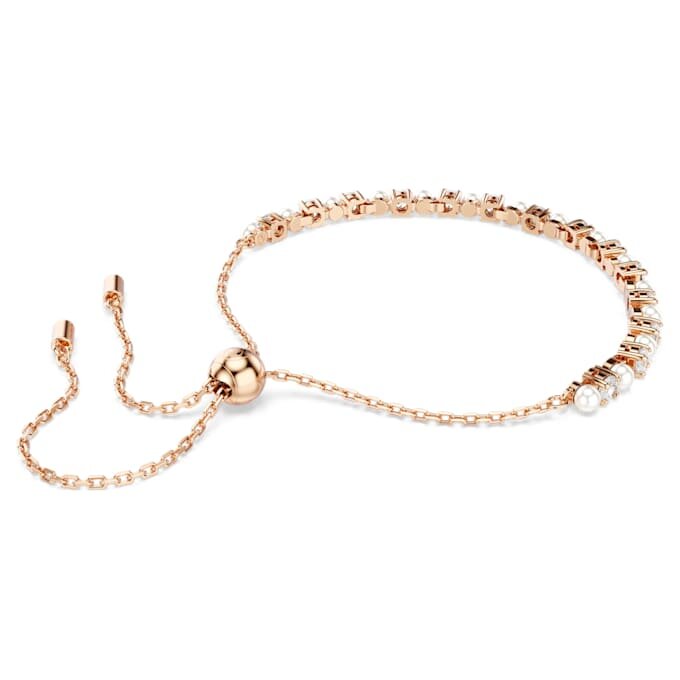 Matrix-Armband mit Kristallperlen, runde Schliffe, weiß, roségoldfarben plattiert Matrix-Armband mit Kristallperlen, runde Schliffe, weiß, roségoldfarben plattiert