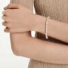 Matrix-Armband mit Kristallperlen, Rundschliff, weiß, vergoldet