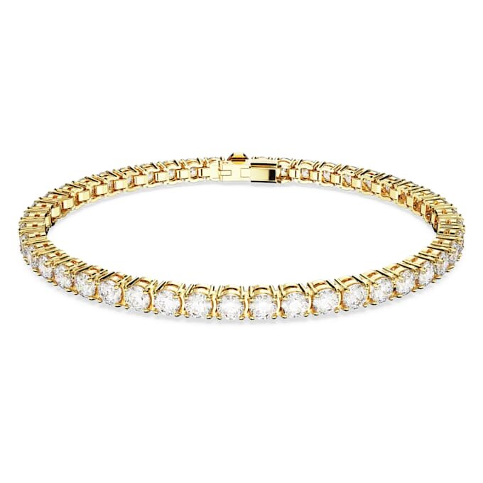 Matrix-Armband, Rundschliff, weiß, goldfarben plattiert Matrix-Armband, Rundschliff, weiß, goldfarben plattiert
