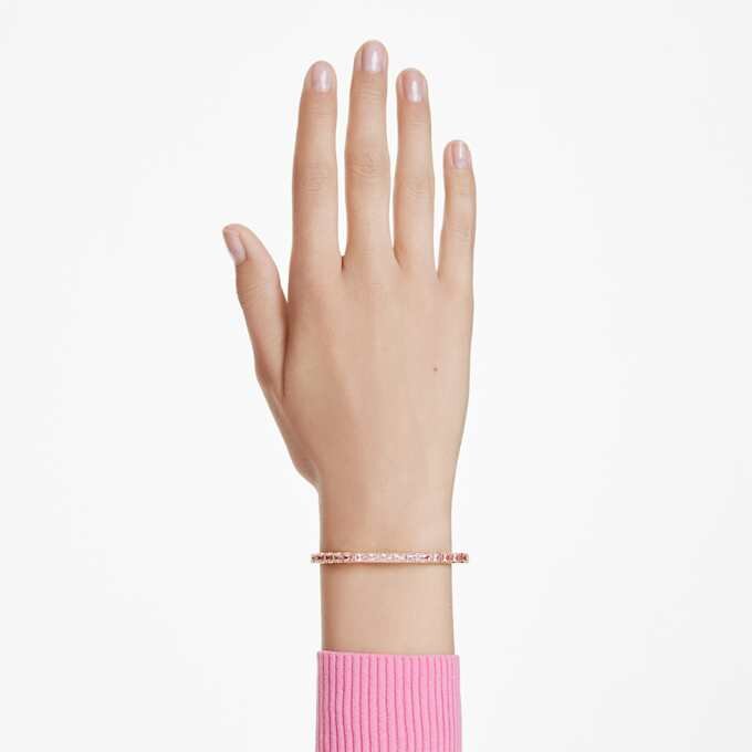 Matrix-Armreif im Baguette-Schliff, achteckige Form, rosa, goldfarben plattiert Matrix-Armreif im Baguette-Schliff, achteckige Form, rosa, goldfarben plattiert