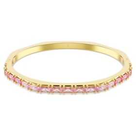 Matrix-Armreif im Baguette-Schliff, achteckige Form, rosa, goldfarben plattiert Matrix-Armreif im Baguette-Schliff, achteckige Form, rosa, goldfarben plattiert