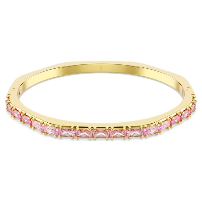 Matrix-Armreif im Baguette-Schliff, achteckige Form, rosa, goldfarben plattiert Matrix-Armreif im Baguette-Schliff, achteckige Form, rosa, goldfarben plattiert