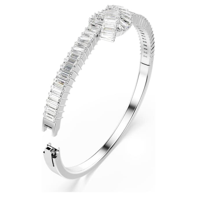 Matrix-Armreif mit Baguette-Schliff, Knoten, weiß, rhodiniert Matrix-Armreif mit Baguette-Schliff, Knoten, weiß, rhodiniert