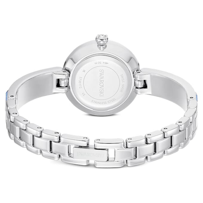 Matrix Armreif-Uhr Swiss Made, Kristall-Armband, Blau, Edelstahl Matrix Armreif-Uhr Swiss Made, Kristall-Armband, Blau, Edelstahl