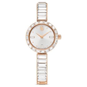 Matrix Armreif-Uhr Swiss Made, Kristall-Armband, Weiß, roségoldfarbene Oberfläche