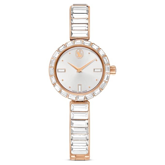 Matrix Armreif-Uhr Swiss Made, Kristall-Armband, Weiß, roségoldfarbene Oberfläche Matrix Armreif-Uhr Swiss Made, Kristall-Armband, Weiß, roségoldfarbene Oberfläche