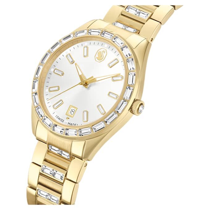 Matrix Date Uhr, Swiss Made, Metallarmband, goldfarben, goldfarbene Oberfläche Matrix Date Uhr, Swiss Made, Metallarmband, goldfarben, goldfarbene Oberfläche