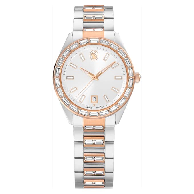 Matrix Date Uhr, Swiss Made, Metallarmband, roségoldfarben, Mischmetall-Finish Matrix Date Uhr, Swiss Made, Metallarmband, roségoldfarben, Mischmetall-Finish