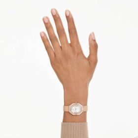 Matrix Octagon Uhr mit Metallarmband, Roségold-Farbton, roségoldfarbene Oberfläche