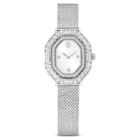 Matrix Octagon Uhr mit Metallarmband, silberfarben, Edelstahl