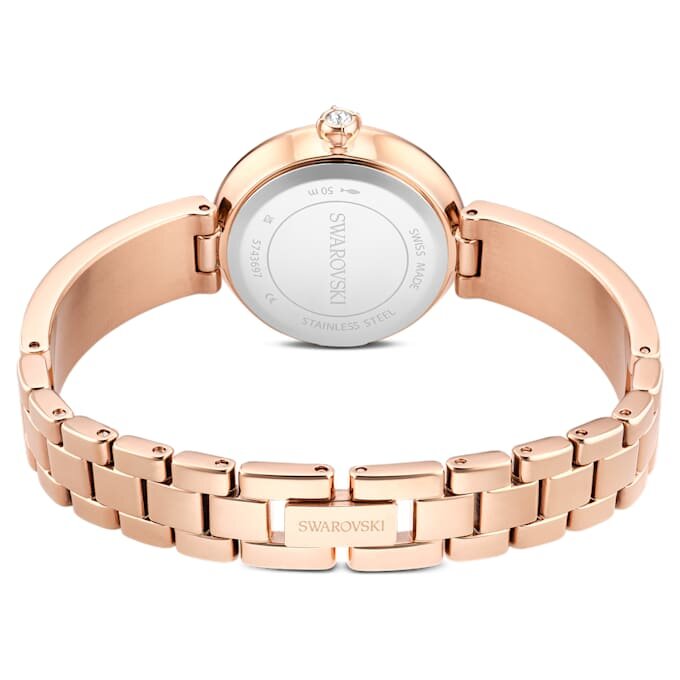 Matrix Pearl Armreif-Uhr, Swiss Made, Kristallarmband, schwarz, roségoldfarbenes Finish Matrix Pearl Armreif-Uhr, Swiss Made, Kristallarmband, schwarz, roségoldfarbenes Finish