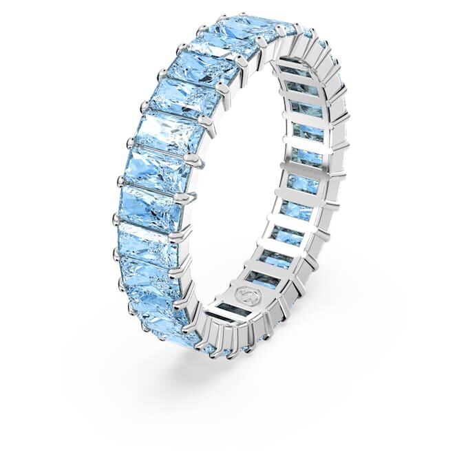 Matrix-Ring im Baguette-Schliff, blau, rhodiniert Matrix-Ring im Baguette-Schliff, blau, rhodiniert