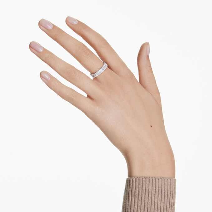 Matrix-Ring im Baguette-Schliff, weiß, silberfarben Matrix-Ring im Baguette-Schliff, weiß, silberfarben