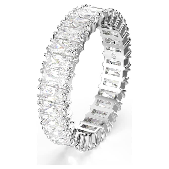 Matrix-Ring im Baguette-Schliff, weiß, silberfarben Matrix-Ring im Baguette-Schliff, weiß, silberfarben