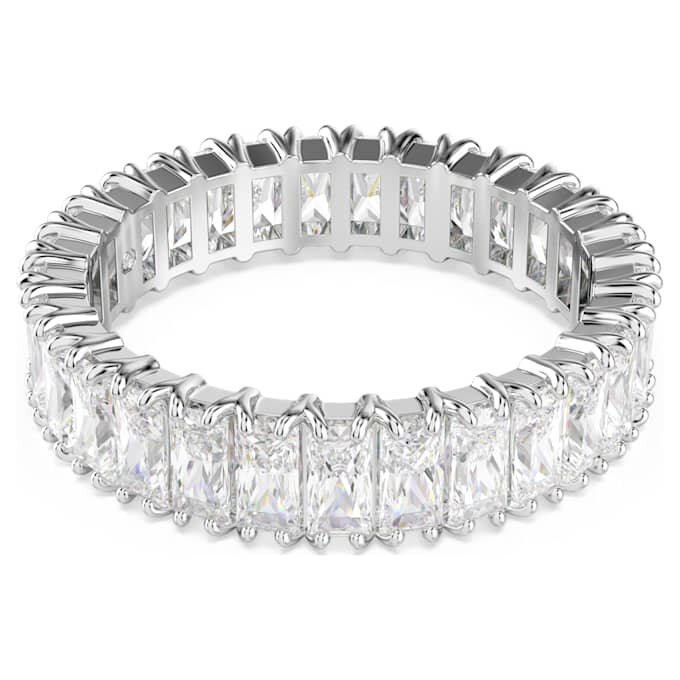 Matrix-Ring im Baguette-Schliff, weiß, silberfarben Matrix-Ring im Baguette-Schliff, weiß, silberfarben