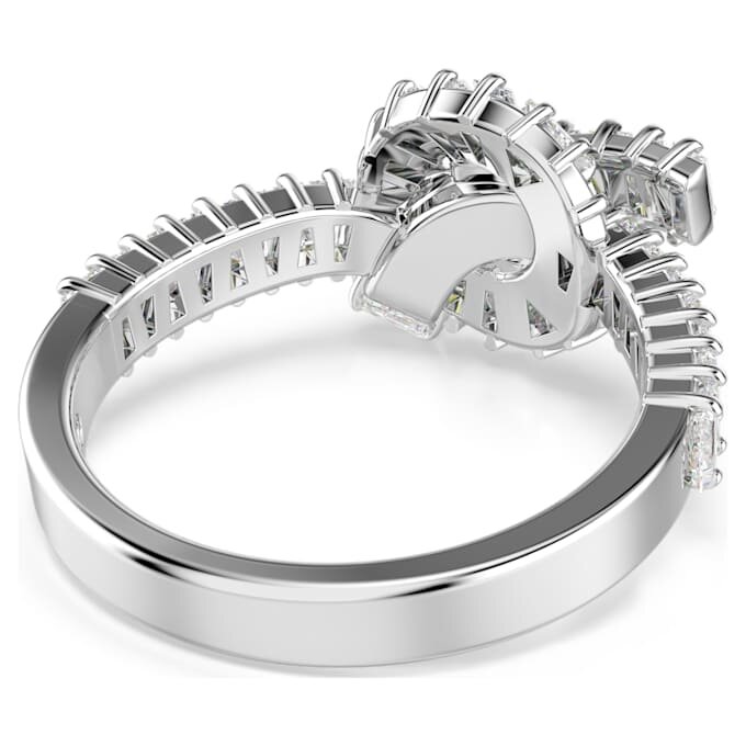 Matrix-Ring mit Baguette-Schliff, Knoten, weiß, rhodiniert Matrix-Ring mit Baguette-Schliff, Knoten, weiß, rhodiniert