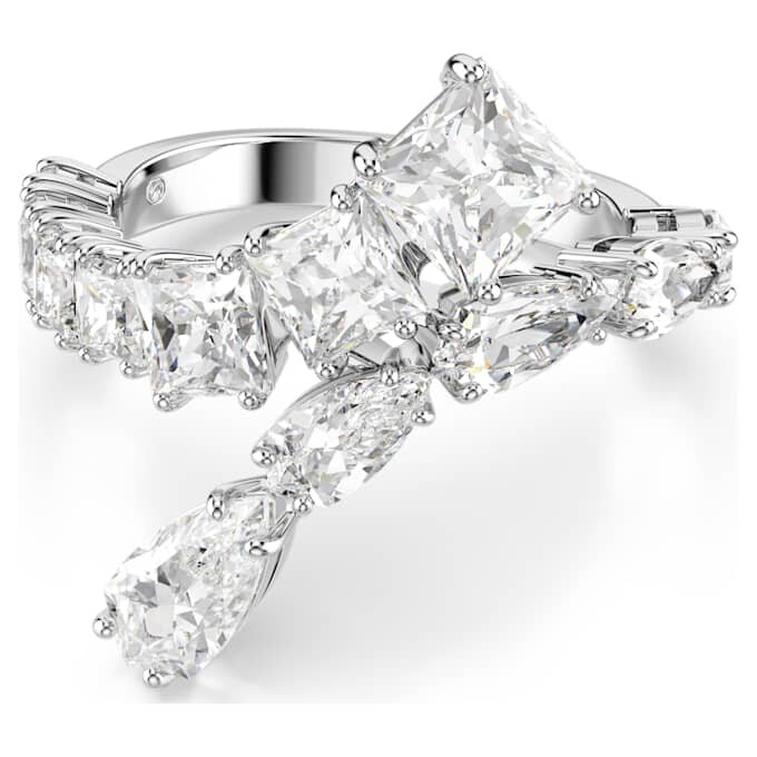 Matrix-Ring mit gemischten Schliffen, weiß, rhodiniert Matrix-Ring mit gemischten Schliffen, weiß, rhodiniert